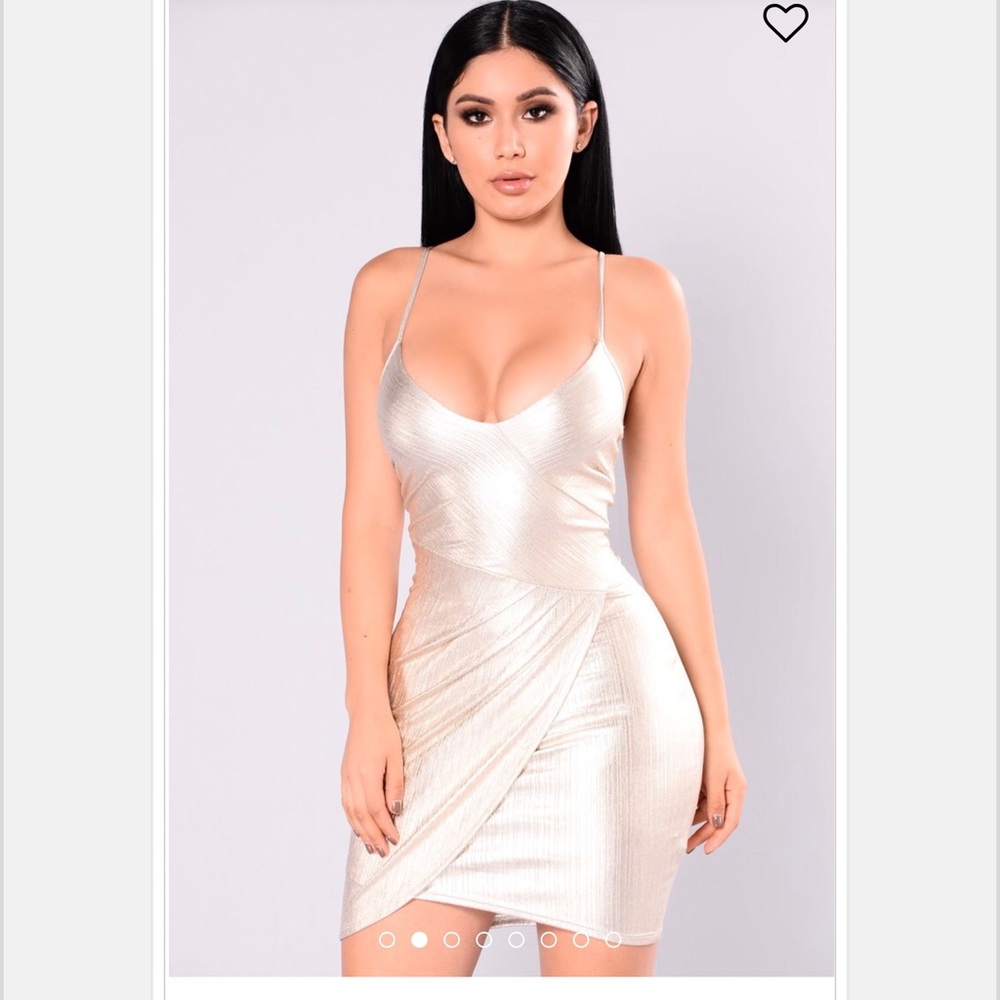Fashion nova “Crisandra Metallic Dress”-Gold